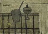 Bernard Buffet, Casserole et lampe à pétrole, 1949, oil on canvas