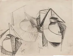 Julio González, Têtes de femmes (recto); Têtes et études de sculptures (verso), 1939, india ink and graphite on paper