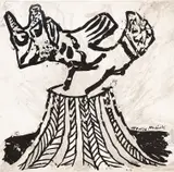 Karel Appel and Pierre Alechinsky, La bête, 1976, ink and ink wash on paper laid down on canvas