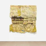 El Anatsui, Gold Band, 2020, hand-sculpted and formed UV-cured acrylic resin inkjet on aluminium with irregular hand-cut edges and copper wire