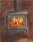 Tanya Merrill, Wood Stove, 2022, oil on linen