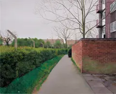 George Shaw, Scenes from the Passion: Between the Social Club and the Flats, 2000, enamel on board