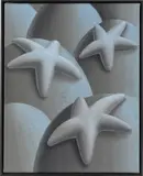 Laurens Legiers, Three Resting Seastars, 2020, oil on canvas, in artist's frame