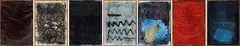Untitled by Oscar Murillo, 2014, oil, oil stick and xerox on paper, in artist's frame, in 7 parts, sold Mar 2023