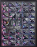 Sterling Ruby, Head Trekker Quilt Study, 2011, collage and spray paint on paper, in artist's frame