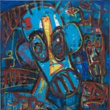 Aboudia, Untitled, 2022, mixed media on canvas