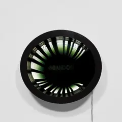 Iván Navarro, Abandon (Agbar), 2011, neon, mirror, one way mirror, painted wood and electrical components