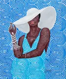Foster Sakyiamah, Blue Satin Sunday, 2022, acrylic on canvas