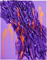 Untitled by Anselm Reyle, 2007, acrylic and PVC foil on canvas, in artist's acrylic box frame, sold Mar 2023