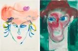 Rainer Fetting, Two works: (i) Isabe l; (ii) Man with a Hat (red and green), 1989, watercolour on paper