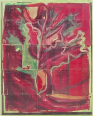 Untitled by Josh Smith, 2012, mixed media on panel, sold Mar 2023