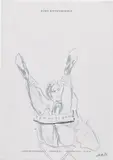 Martin Kippenberger, Untitled (Women and Chairs), 1993, graphite and ink on Buro Kippenberger stationary