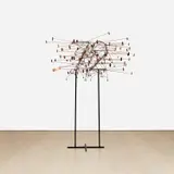Evan Holloway, 72, 2011, metal stand with steel, Sculptamold, lead and paint
