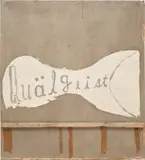 Peter Gallo, Quaelgeist, 2014, oil, staples and wood on linen