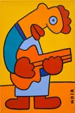 My Jazz Retrospective: The Big Orange Jazz Guitar by Thierry Noir, 2015, acrylic on canvas, sold Mar 2023
