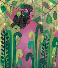 Ben Sledsens, Two Girls in the Forest, 2015, oil, acrylic and spray paint on canvas