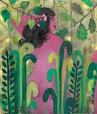 Ben Sledsens, Two Girls in the Forest, 2015, oil, acrylic and spray paint on canvas