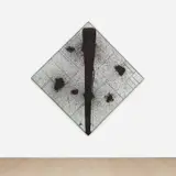 Rashid Johnson, The Funky Funktioneer, 2013, mirrored tile, black wax and soap mounted on panel