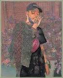 Amani Lewis, Black Sheep: DZ (NITT edition), 2019, acrylic, embroidery, glitter, pastel and digital collage on canvas