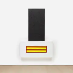 Cell Over Horizontal Prison by Peter Halley, 2004, acrylic, fluorescent acrylic and Roll-a-Tex on canvas, offered Jul 2023