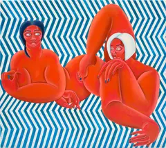 Georgia Dymock, Tangled Red Figures, 2020, oil on canvas