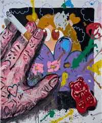 Edu Carrillo, Painter Smoking, 2022, acrylic and oil on canvas