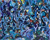 Ngoye, Untitled, 2022, oil and paper collage on canvas