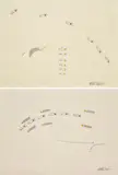 Lawrence Weiner, California Dreaming, 1999, ink, crayon, graphite and gouache on paper, in 2 parts