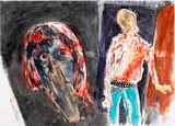 Daniel Richter, Kathe und Rolf, 2003, oil, graphite and tape on paper