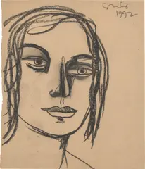 Untitled by George Condo, 1992, charcoal on paper, sold Jul 2023
