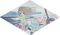 Aya Takano, Present: we had a natural disaster, survived by drifting on a refrigerator, 2011, acrylic on canvas mounted on panel