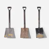 Vibha Galhotra, + & - (from the series Utopia of Difference), 2012, mud, concrete and gold foil on shovel, in 3 parts
