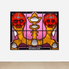 BEARDGLASS by Gilbert&George, 2016, hand-dyed silver print, in artist's frame, in 6 parts, sold Jul 2023