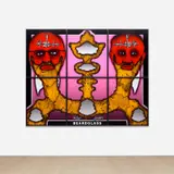 Gilbert&George, BEARDGLASS, 2016, hand-dyed silver print, in artist's frame, in 6 parts