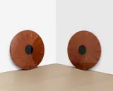 Piotr Uklański, Untitled (Cross-Eyed), 2001, inlaid wooden veneer panel, in 2 parts