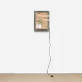 Neil Beloufa, Vintage Series (Pliers, green), 2014, steel, acrylic, glue on MDF and electronic components
