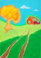 Duncan McCormick, Past Muddy Lane, 2022, acrylic and watercolour on canvas