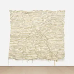 Igshaan Adams, In Fields of Gold and Green, 2017, fabric, woven nylon rope, twine and beads