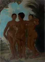 Sahara Longe, Three Graces, 2021, oil on jute