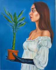 I Have Bad Taste In People But Good Taste In Myself by Chloe Wise, 2016, oil on canvas, sold Jun 2023