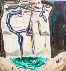 Shara Hughes, Making Connections, 2015, oil, acrylic, flashe, caulk, airbrush and spray paint on canvas