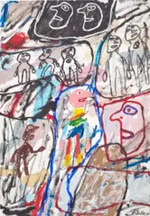 Jean Dubuffet, Lieu de ressouvenance, acrylic on paper laid down on canvas