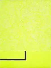 Peter Halley, Yellow Cell With Conduit, 1985, acrylic, fluorescent acrylic, and Roll-a-Tex on 2 adjoined canvases