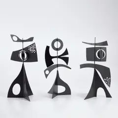 Girouettes (Marabella - Shanghai) by Philippe Hiquily, 1963, painted steel, in 3 parts, sold Jun 2023