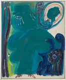 Alekos Fassianos, Man with Kite, 1963-1964, oil on linen, in artist's frame