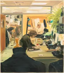 Study for Coat Makers by Caroline Walker, 2019, oil on paper, sold Jun 2023