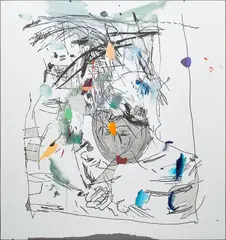 My Friends by Secundino Hernández, 2014, gouache, acrylic, alkyd and oil on canvas, in artist's frame, sold Jun 2023
