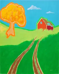 Duncan McCormick, Beyond Muddy Lane, 2022, acrylic and watercolour on canvas