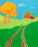 Duncan McCormick, Beyond Muddy Lane, 2022, acrylic and watercolour on canvas