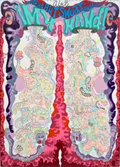 Erik Parker, Ain't Nothing But Sweat Inside My Hand, 2000-2001, acrylic, coloured pencil, pen, felt-tip pen and graphite on canvas